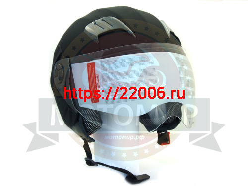 Шлем открытый "Safelead" HF-221 "колобки с доп. стеклом" мат. черный размер L фото 3