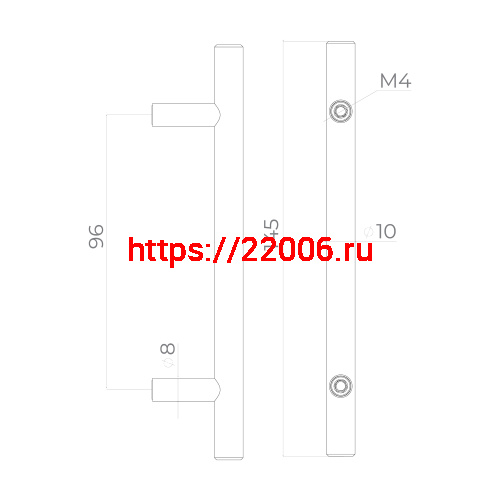 Ручка-скоба Ajax (Аякс) мебельная MB-H-003-96 мм CP хром фото 2