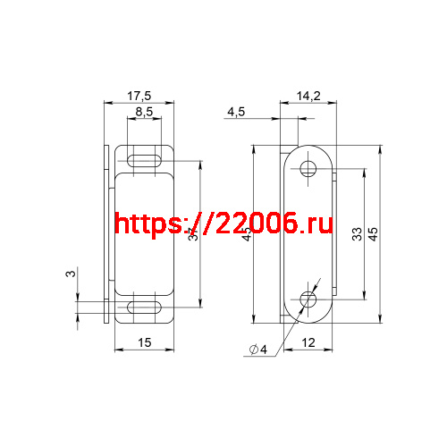 Защелка Ajax (Аякс) магнитная пластиковая ZLM15х45 BR коричневый фото 2 Защелка Ajax (Аякс) магнитная пластиковая ZLM15х45 BR коричневый фото 2