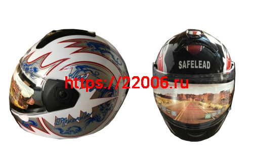 Шлем интеграл "Safelead" HF-110 NEW белый, черный размер M фото 3