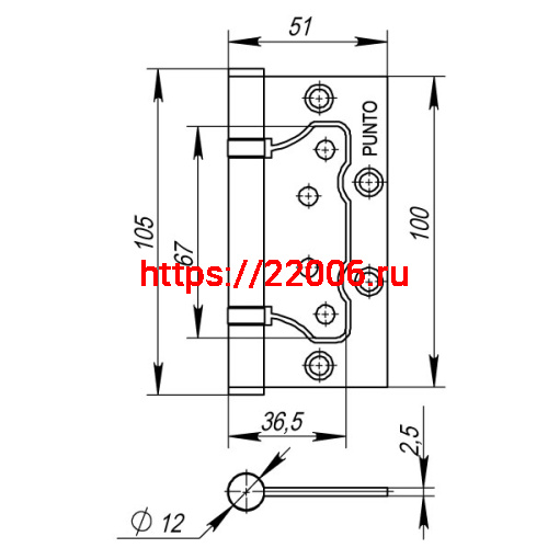 Петля Punto (Пунто) универсальная без врезки IN4200W GR (200-2B 100x2,5) графит фото 3 Петля Punto (Пунто) универсальная без врезки IN4200W GR (200-2B 100x2,5) графит фото 3