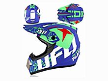 Мотошлем VIRTUE MD-905 Кросс сине-зеленый матовый с рисунком (M)