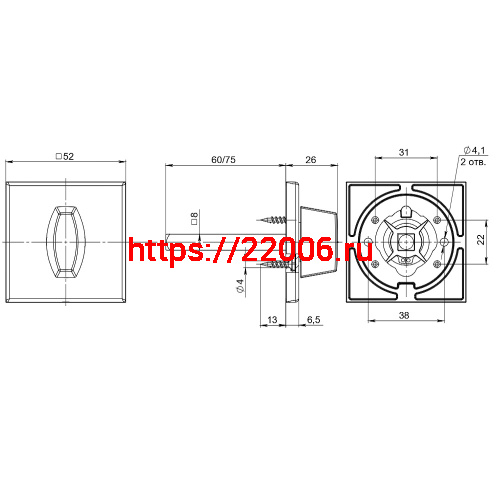 Ручка Fuaro (Фуаро) поворотная BKW8x75.K.RL52 (BKW8x75 RL) SSC-16 сатинированный хром фото 3 Ручка Fuaro (Фуаро) поворотная BKW8x75.K.RL52 (BKW8x75 RL) SSC-16 сатинированный хром фото 3