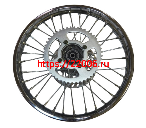 Обод 16" задний спицы, диск. тормоз  (ПИТ-БАЙК), в сборе, ось D12 мм (диск+звезда)