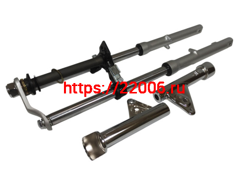 Вилка телескопическая передняя  Альфа в сборе (перо 27 мм) ось 10мм (барабанный тормоз) стд