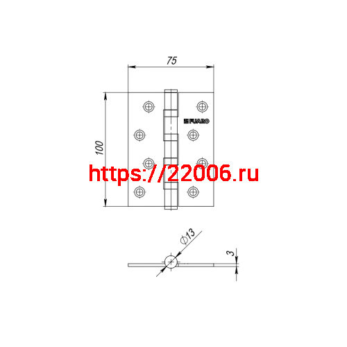 Петля Fuaro (Фуаро) универсальная HEAVY IN4400U BL (черный) 100х75х3 мм фото 3 Петля Fuaro (Фуаро) универсальная HEAVY IN4400U BL (черный) 100х75х3 мм фото 3