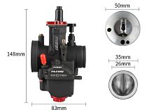 Карбюратор NIBBI Racing PWK26 (YJ), реком.двиг. 100-150 см3 (вход/выход 26 и 50 мм)
