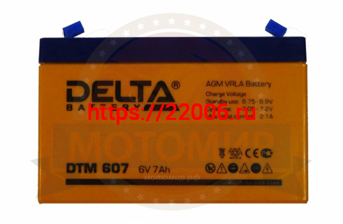 Аккумулятор  6В   7 А/ч, кислотный AGM ( Delta DTM 607)  для электро машинок (151*34*100) (НАБОР) фото 3