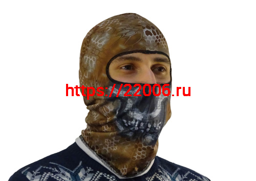 Подшлемник-балаклава (открыта только область для глаз, камуф. "осень" цвета 890037) с имит.черепа Подшлемник-балаклава (открыта только область для глаз, камуф. "осень" цвета 890037) с имит.черепа