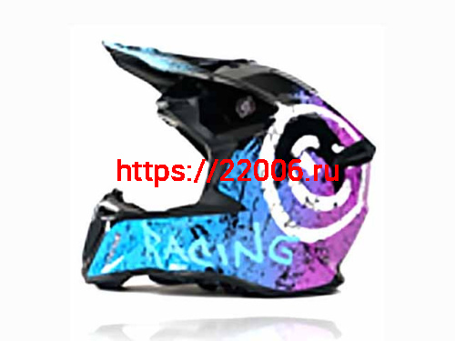 Мотошлем VIRTUE MD-902 Кросс черный с голубо-фиолетовым граффити (XL)