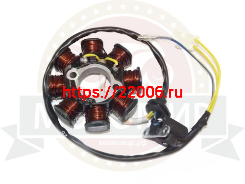 Зажигание 4х т GY6-50, QT-3-1 голое (без маховика) (cтатор 8 катушек 3 провода) Activ Novo фото 2 Зажигание 4х т GY6-50, QT-3-1 голое (без маховика) (cтатор 8 катушек 3 провода) Activ Novo фото 2